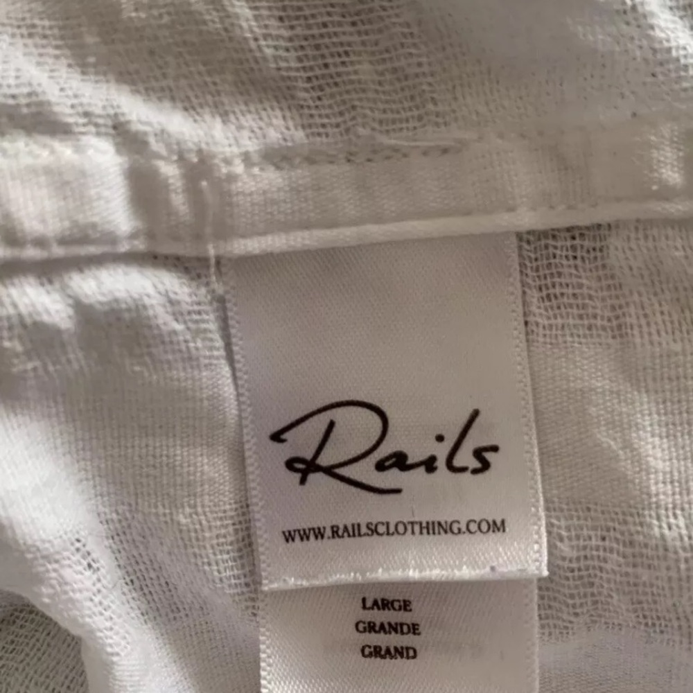 Rails Thea powder check Textured White Blouse Top L Large Versatile Tie Waist - Picture 7 of 9